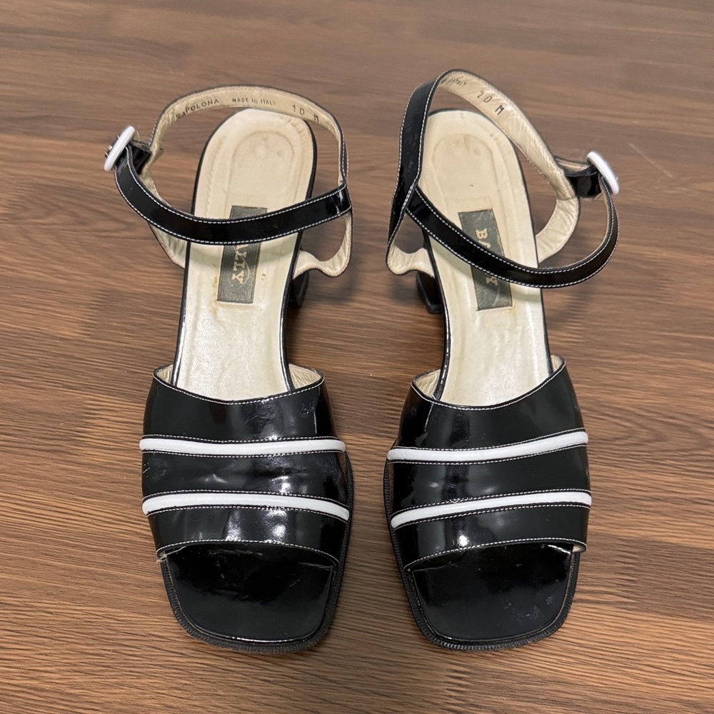 Vintage Bally‎ Black and White Strappy Heels